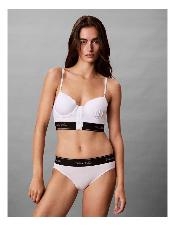 Icon Cotton Modal Script Bikini Briefs in White image 1