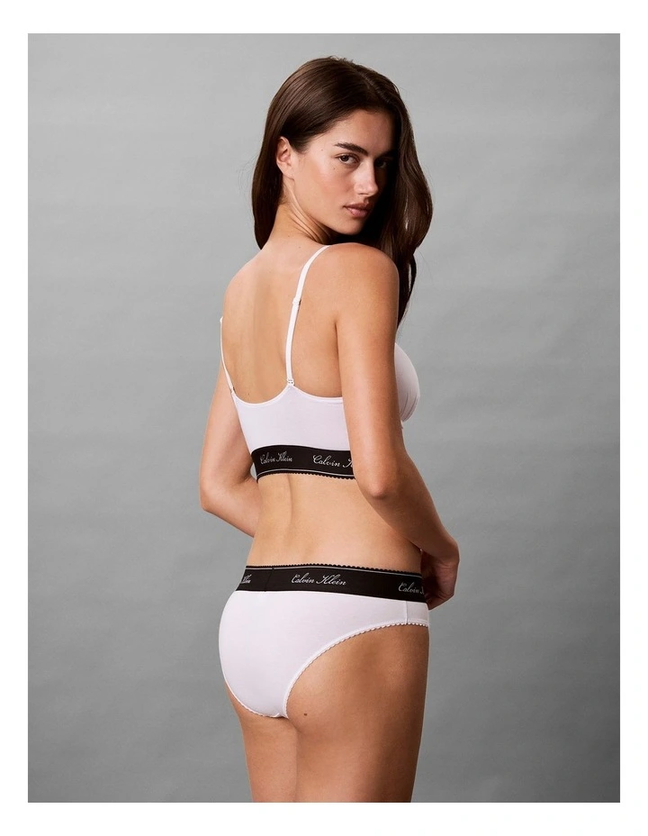 Icon Cotton Modal Script Bikini Briefs in White image 2