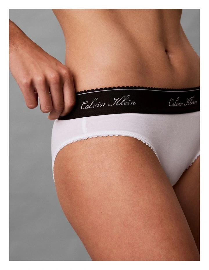 Icon Cotton Modal Script Bikini Briefs in White image 3