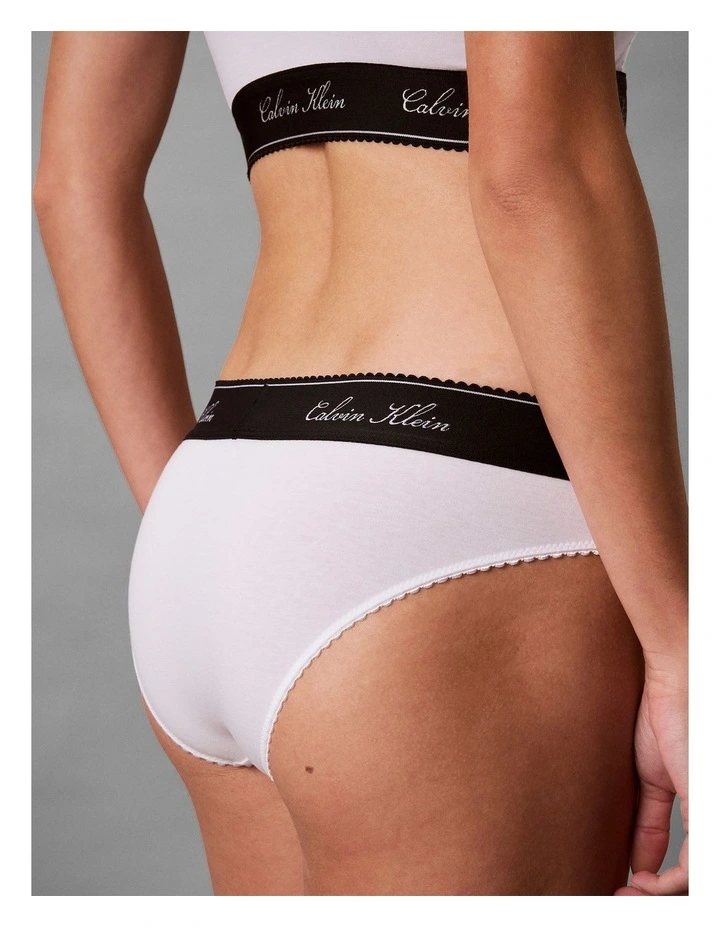 Icon Cotton Modal Script Bikini Briefs in White image 4