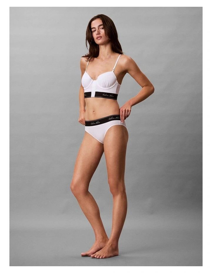 Icon Cotton Modal Script Bikini Briefs in White image 5