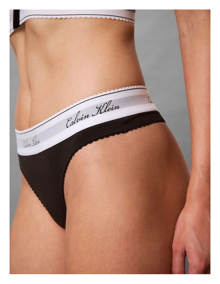 Icon Cotton Modal Script Bikini Briefs in Black image 4
