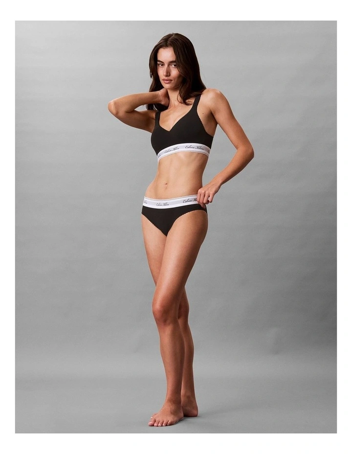 Icon Cotton Modal Script Bikini Briefs in Black image 5