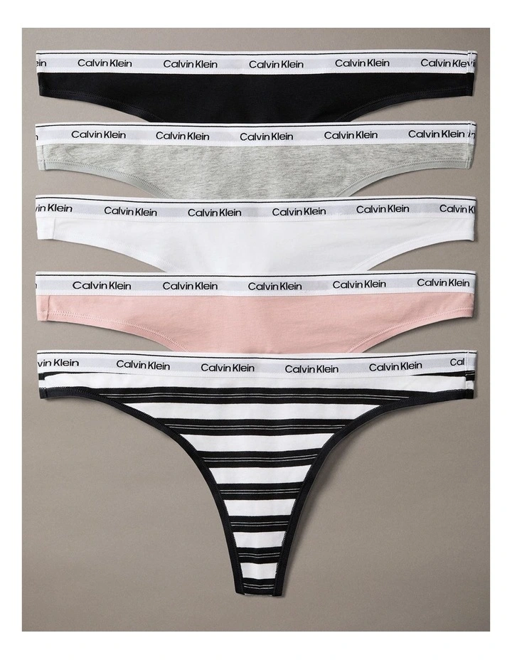 ICON LOGO THONG 5 PK BLACKCLASSIC WHITETRIPLE STRIPE SMALL BLACKSUBDUEDGREY HEATHER image 1