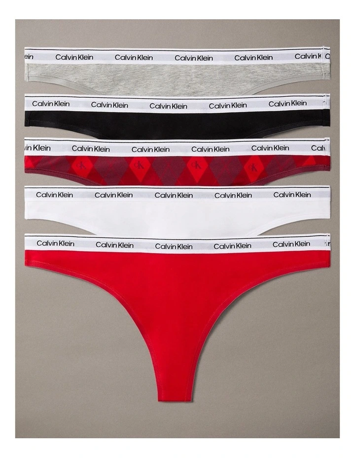 Icon Logo 5 Pack Thongs in Blackgrey Heatherarg image 1