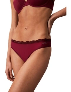 Microfiber Stretch With Lace Thong in Red