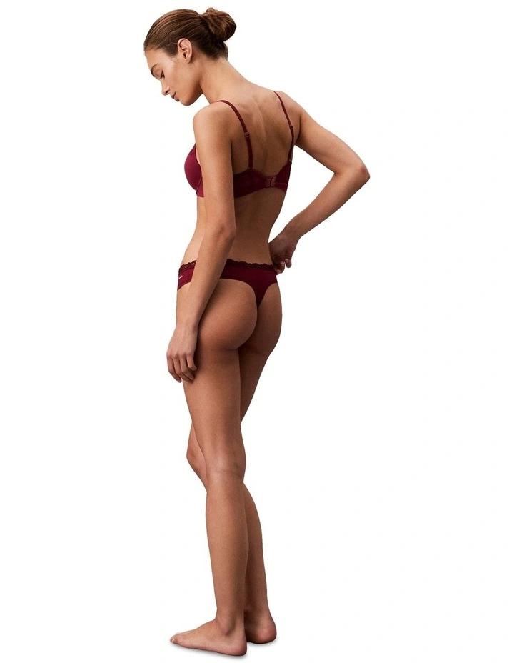 Microfiber Stretch With Lace Thong in Red image 2