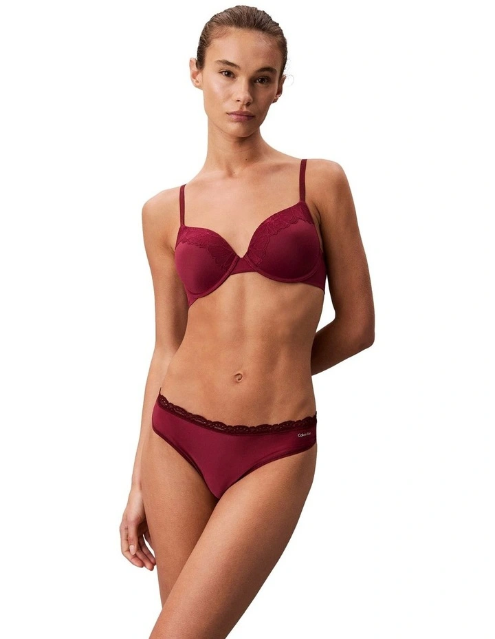 Microfiber Stretch With Lace Thong in Red image 3