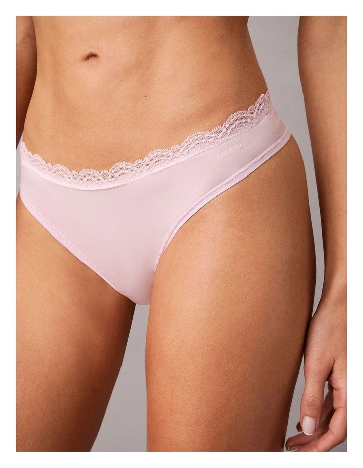 MICROFIBER STRETCH WITH LACE THONG HAWAII ORCHID image 1
