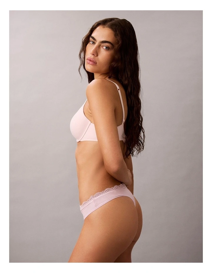 MICROFIBER STRETCH WITH LACE THONG HAWAII ORCHID image 3