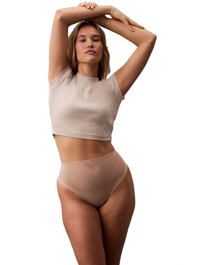 Stay Put Mesh Thong in Cedar image 1
