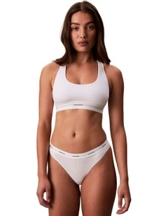 Cotton Stretch Rib Thong in White