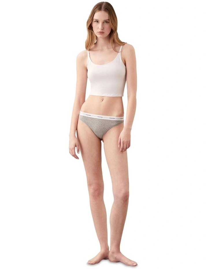 Cotton Stretch Rib Thong in Grey image 2