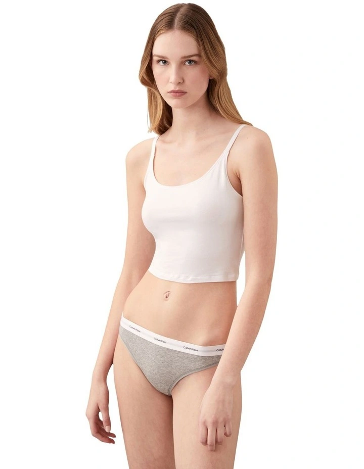 Cotton Stretch Rib Thong in Grey image 4