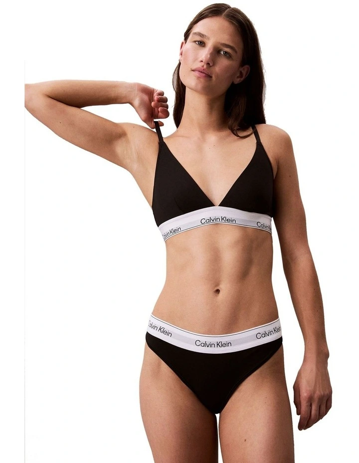 Icon Cotton Modal Thong in Black image 3