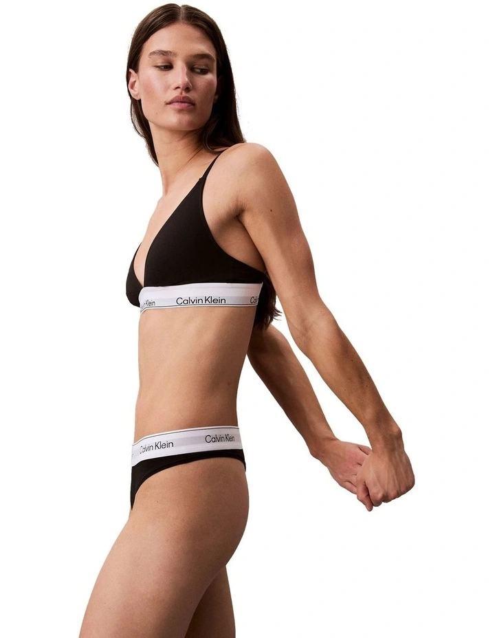 Icon Cotton Modal Thong in Black image 4