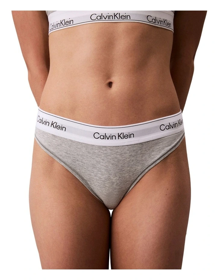 Icon Cotton Modal Thong in Grey Heather image 1