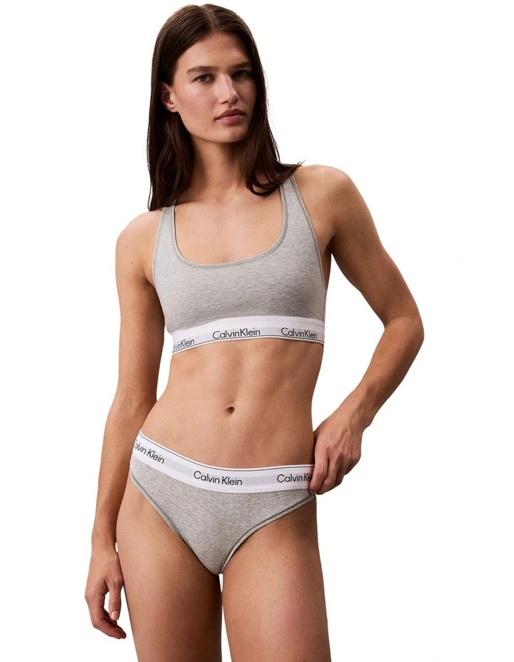 Icon Cotton Modal Thong in Grey Heather image 2
