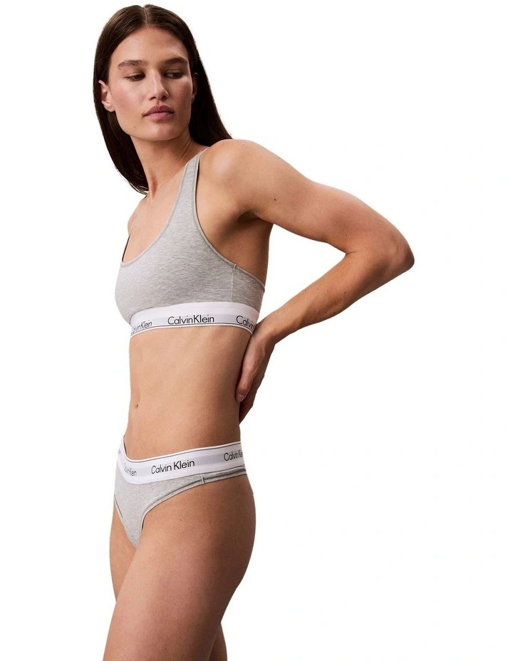 Icon Cotton Modal Thong in Grey Heather image 4