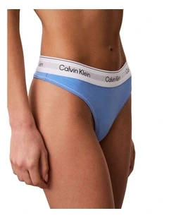 Icon Cotton Modal Thong in Blue Descent