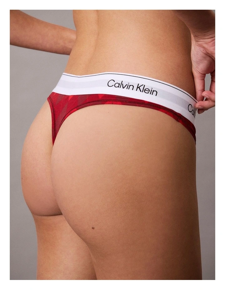 Icon Cotton Modal Thong in Argyle 25 Small Esta image 2
