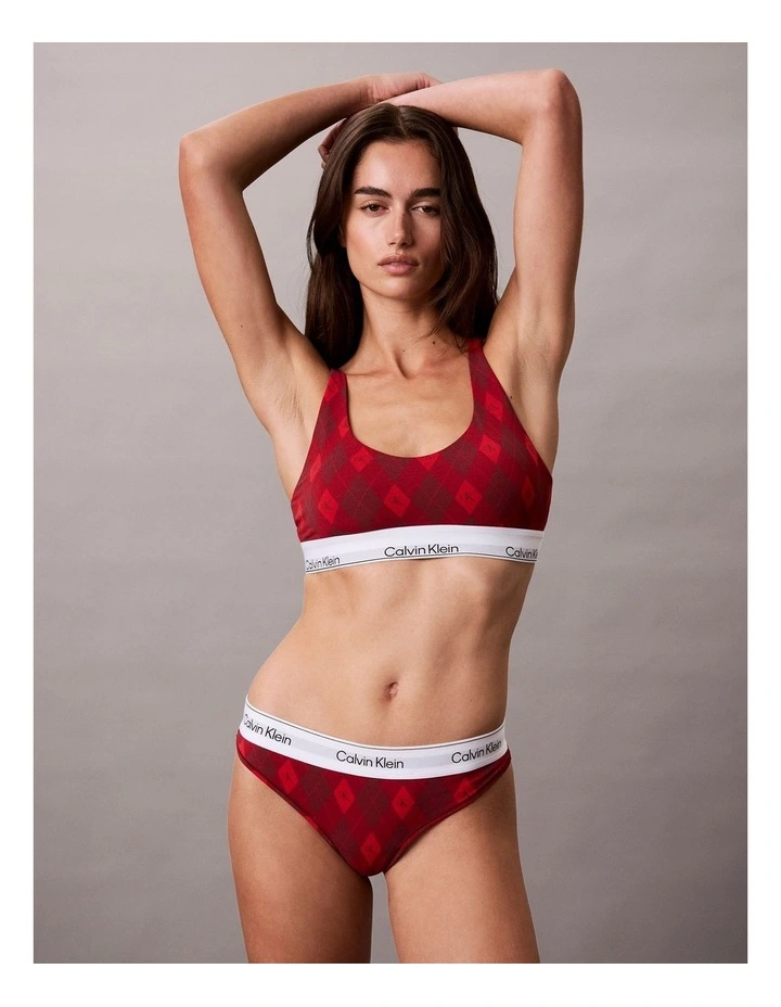 Icon Cotton Modal Thong in Argyle 25 Small Esta image 3