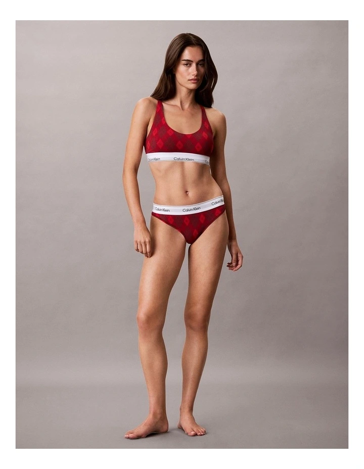 Icon Cotton Modal Thong in Argyle 25 Small Esta image 6