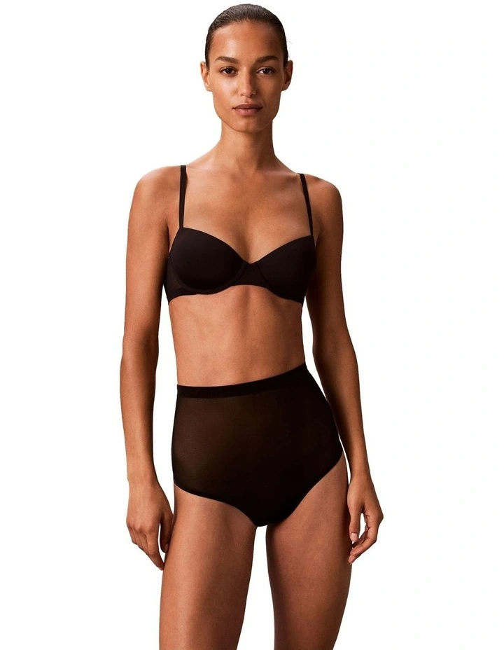 Minimalist Mesh High Waist Thong in Black image 1