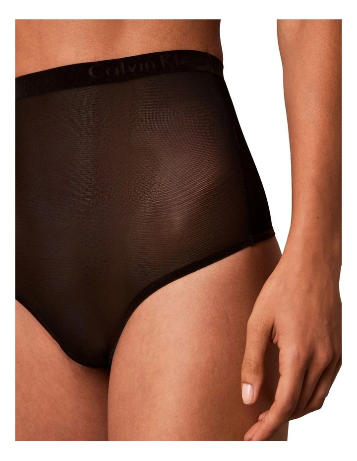 Minimalist Mesh High Waist Thong in Black image 4