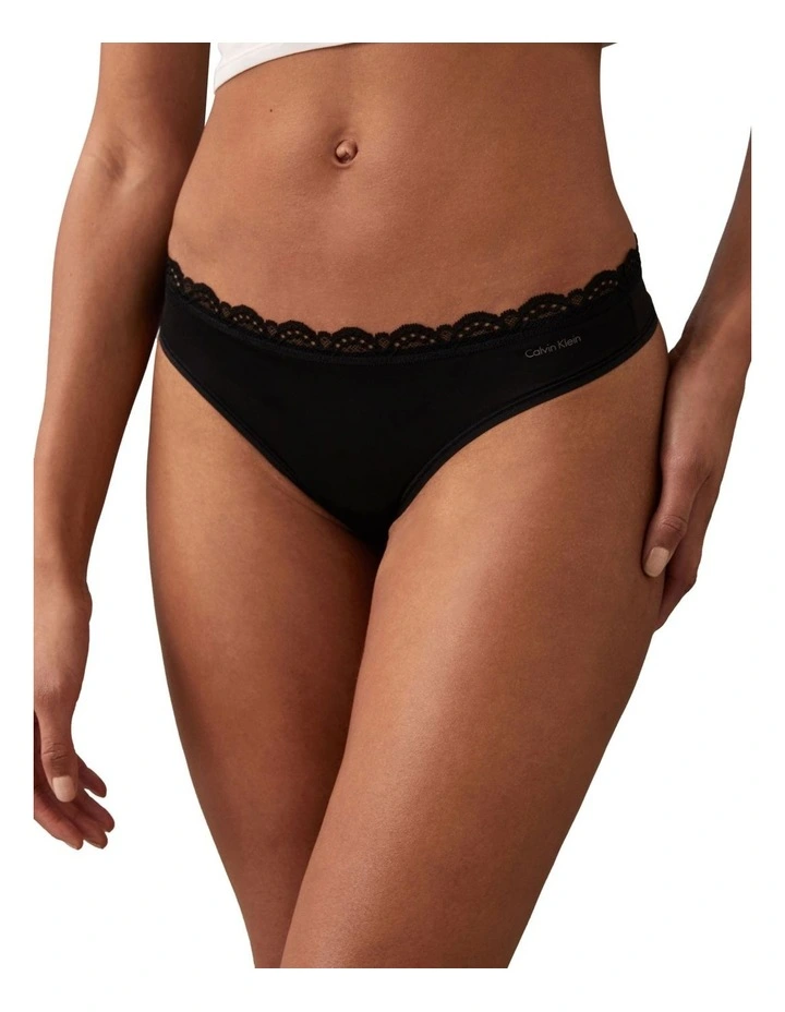 Micro Stretch With Lace Thongs Pack Of 3 in Assorted image 2