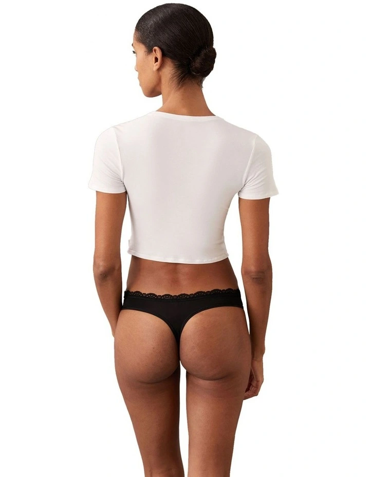 Micro Stretch With Lace Thongs Pack Of 3 in Assorted image 4