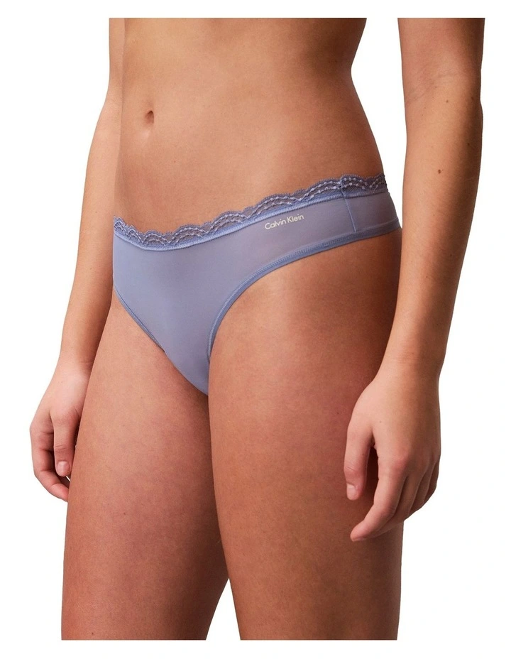 Microfibre Stretch With Lace Thong 3 Pack in Multi image 4