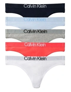 Extra Soft Cotton Stretch Thong 5 Pack in Multi