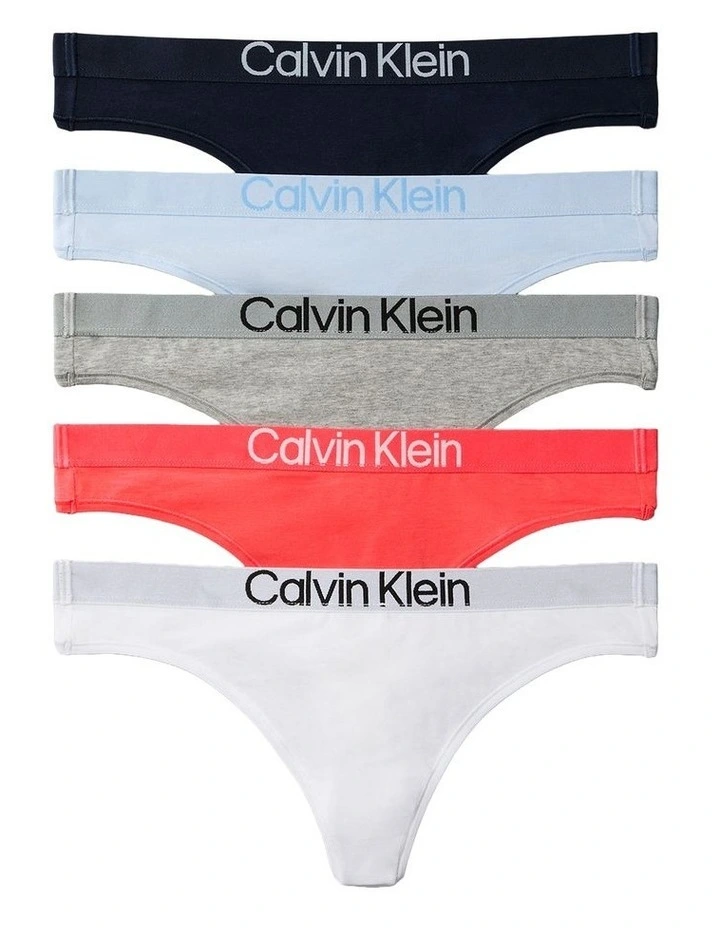 Extra Soft Cotton Stretch Thong 5 Pack in Multi image 1