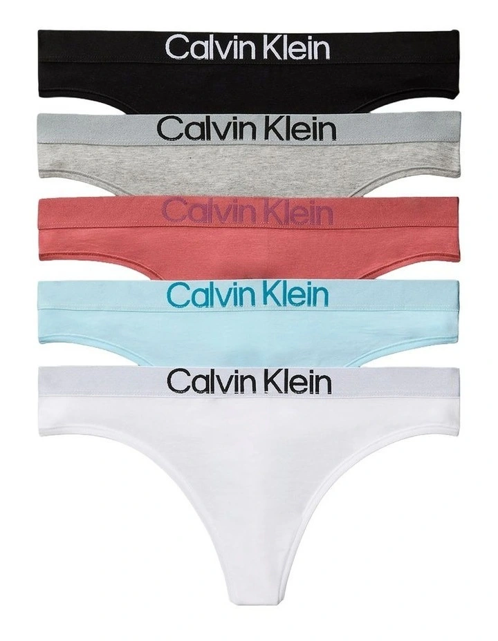 Extra Soft Cotton Stretch Thong 5 Pack in Multi image 1