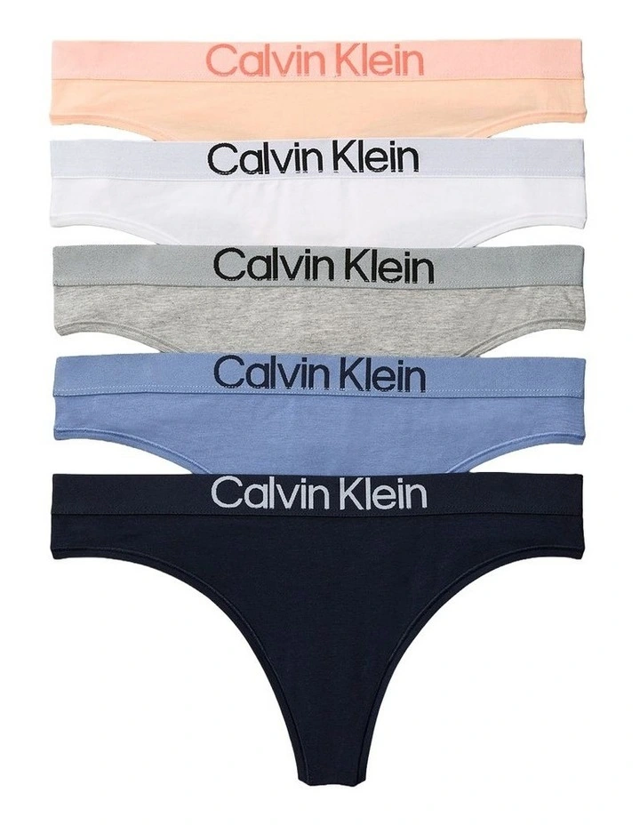 Extra Soft Cotton Stretch Thong 5 Pack in Multi image 1