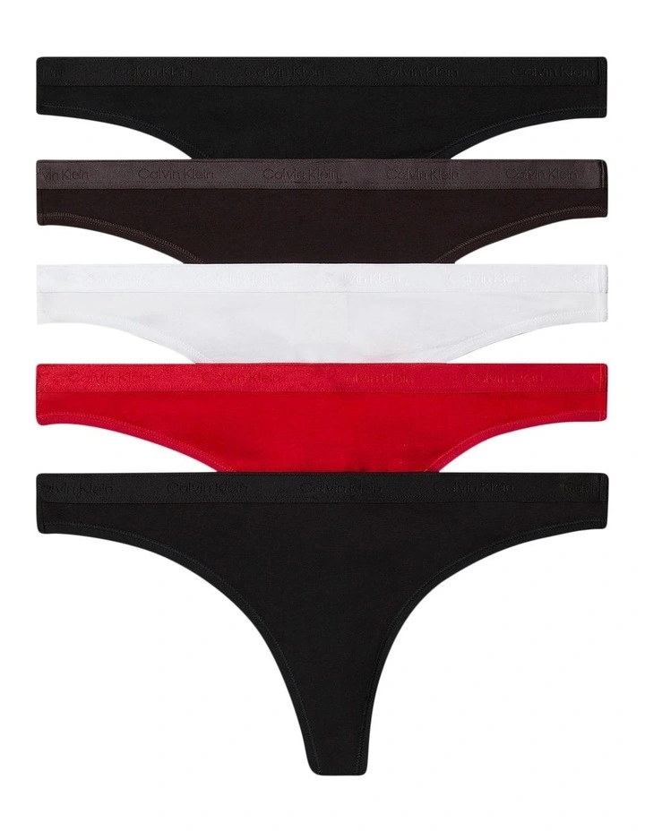 Icon Logo Thongs 5 Pack in Multi image 1