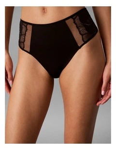 Ck Black Geo Lace High Waisted Thong Black