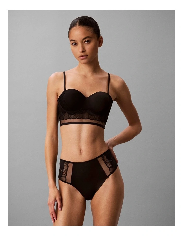 Ck Black Geo Lace High Waisted Thong Black image 2