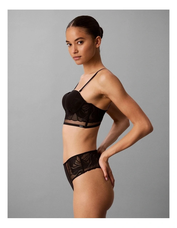 Ck Black Geo Lace High Waisted Thong Black image 3