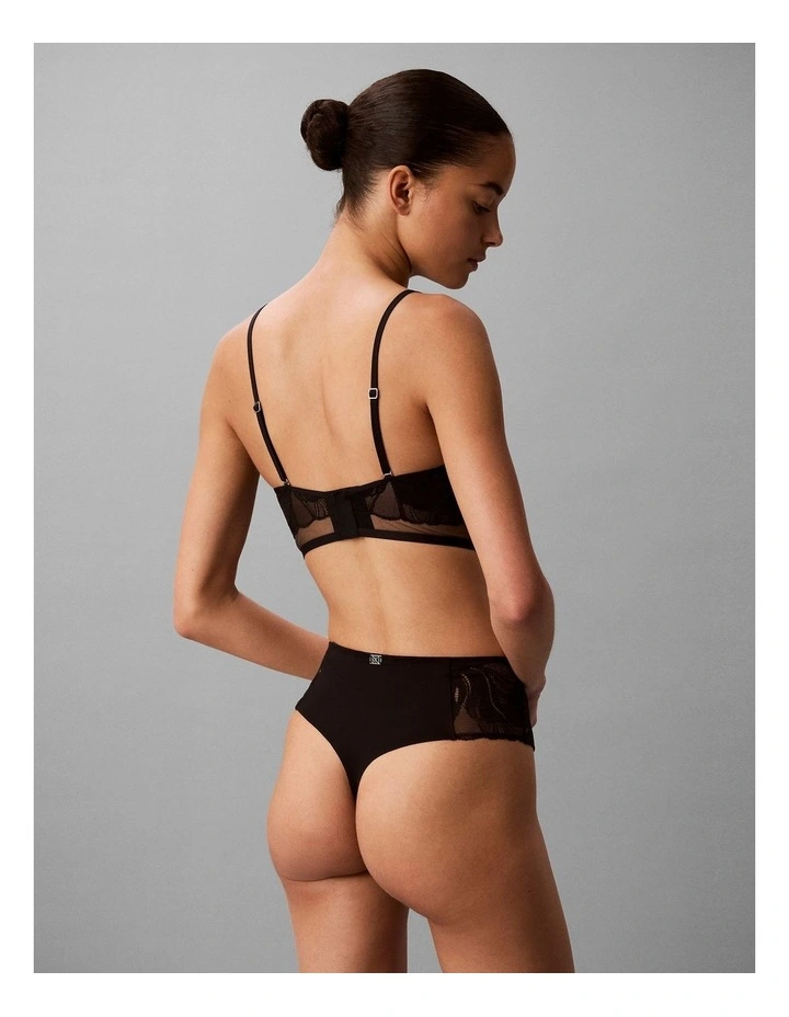 Ck Black Geo Lace High Waisted Thong Black image 4