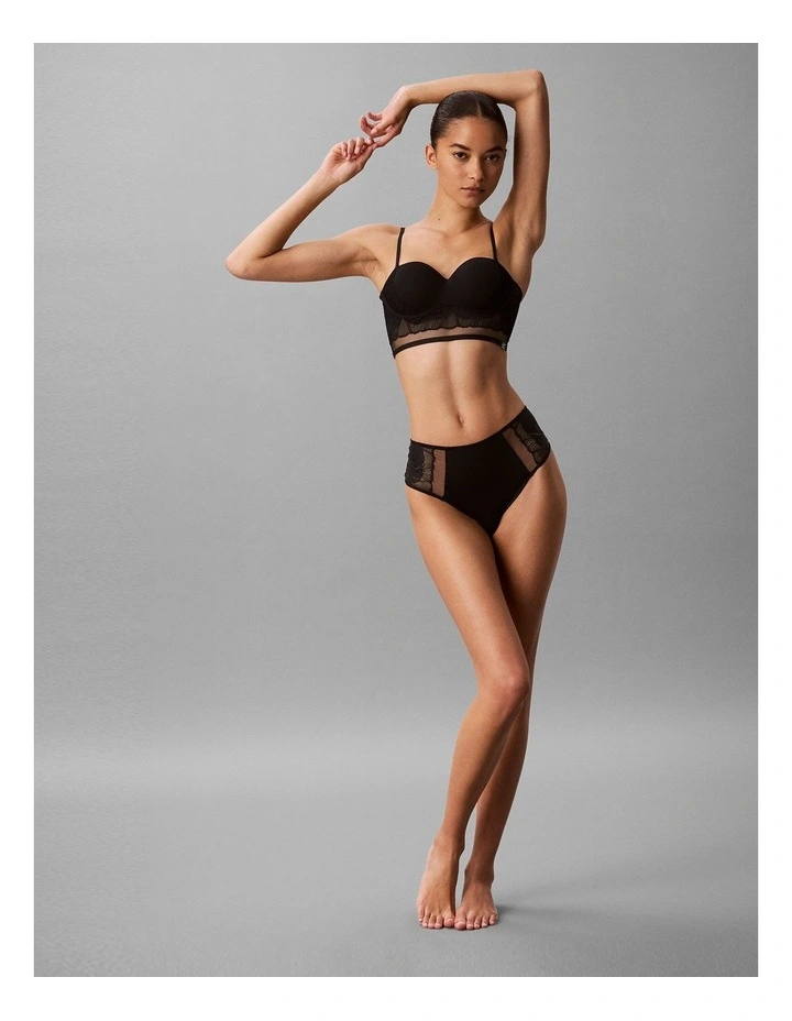 Ck Black Geo Lace High Waisted Thong Black image 6