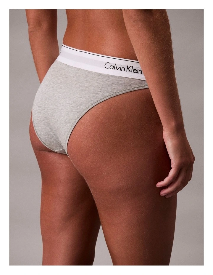 ICON COTTON MODAL HIGH LEG BIKINI GREY HEATHER image 2