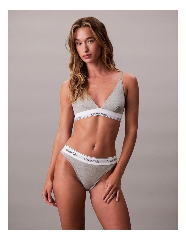 ICON COTTON MODAL HIGH LEG BIKINI GREY HEATHER image 3