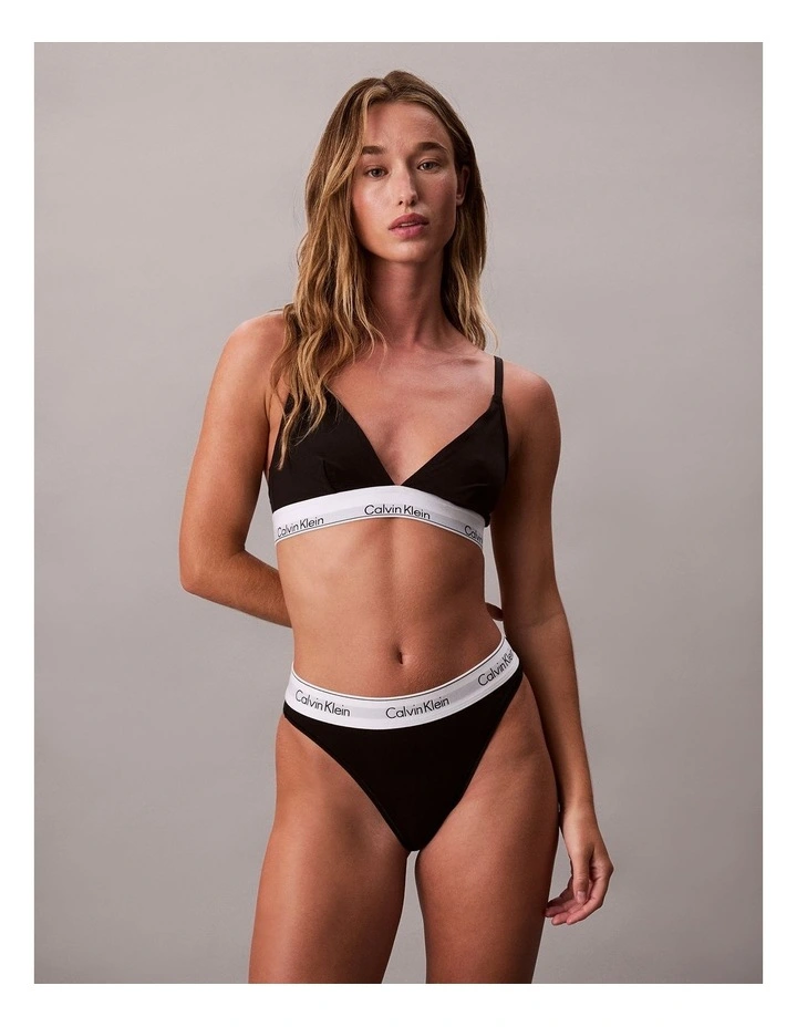 ICON COTTON MODAL HIGH LEG BIKINI BLACK image 2