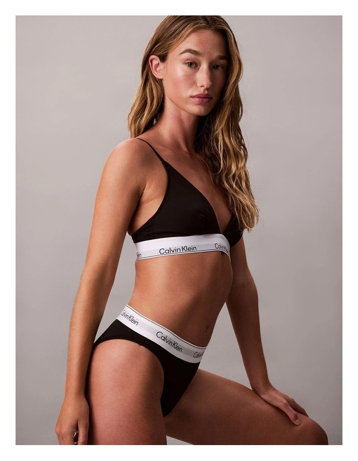 ICON COTTON MODAL HIGH LEG BIKINI BLACK image 3
