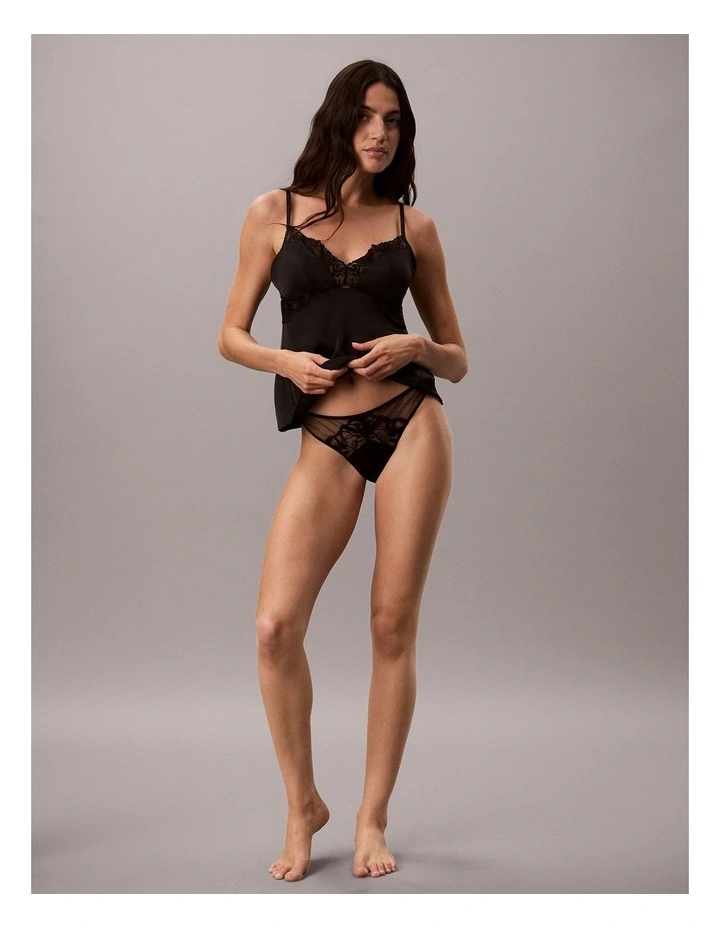 CK BLACK FLORAL LACE THONG BLACK image 5