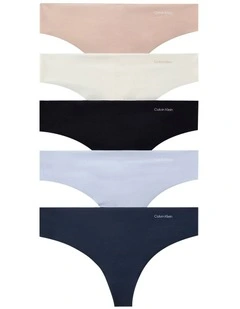 Invisibles Microfiber Stretch Thong 5 Pack in Multi