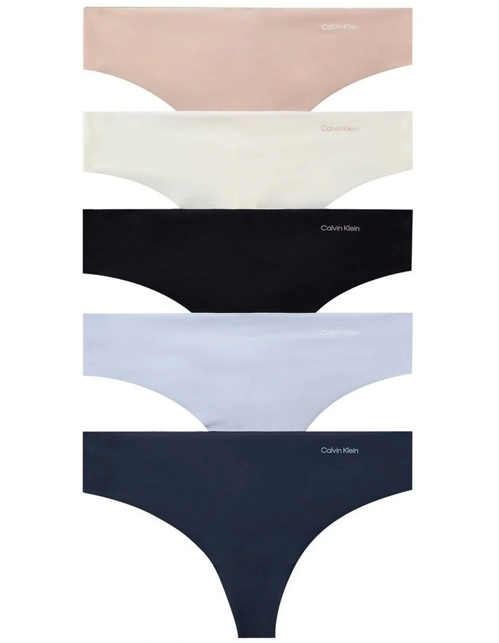 Invisibles Microfiber Stretch Thong 5 Pack in Multi image 1