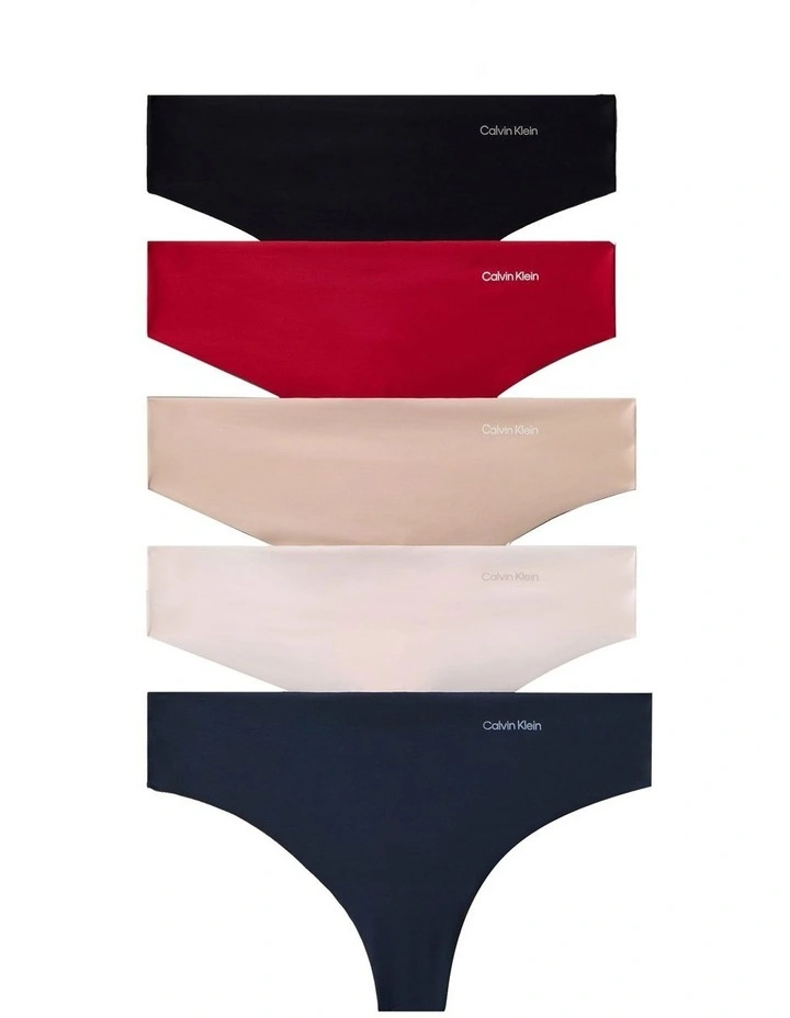 Invisibles Microfiber Stretch Thong 5 Pack in Multi image 1